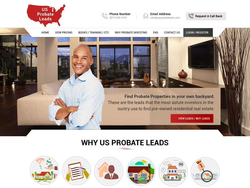 US probate leads website Design
